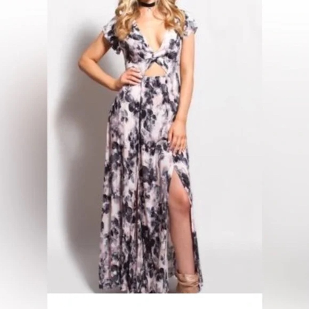 Lost in Lunar Floral Maxi Dress 4 Black Pink Cotton Cottagecore Boho